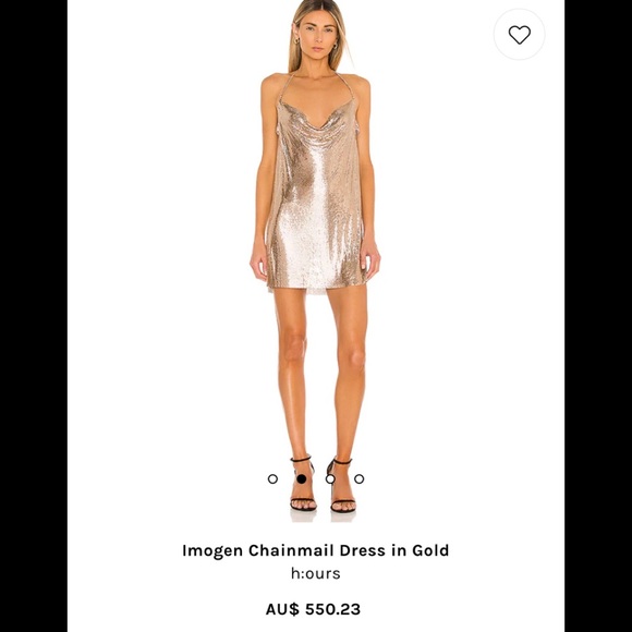 h:ours Dresses & Skirts - 🌿 H:ours 🌿 ladies chainmail glomesh gold dress mini party BNWT